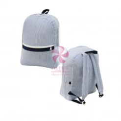 Plush Appeal, LLC Gifts & Apparel Mint Navy Seersucker Small Backpack (Each)