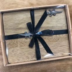 Plush Appeal, LLC 9" Square Cheese Board With Gator Spreader (Each) Tableware