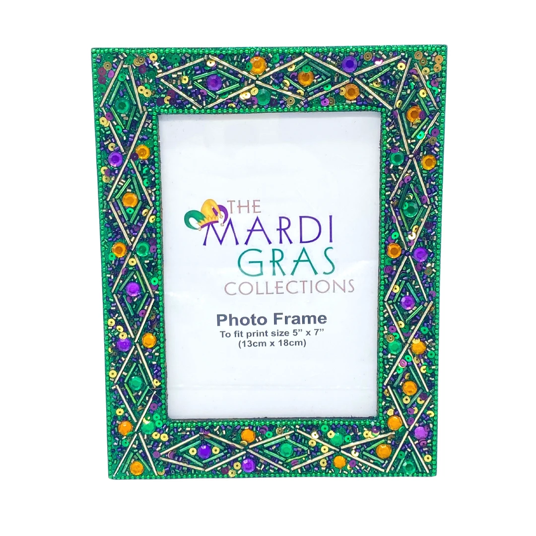 Plush Appeal, LLC 5" X 7" Criss Cross Mardi Gras Picture Frame (Each) Plush Appeal, LLC 5" X 7" Criss Cross Mardi Gras Picture Frame (Each)