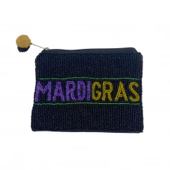 - No Manufacturer - Bags Black Seed Bead Mardi Gras Zipper Bag (Each)