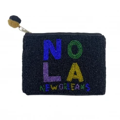 - No Manufacturer - Black Seed Bead NOLA Zipper Bag (Each)