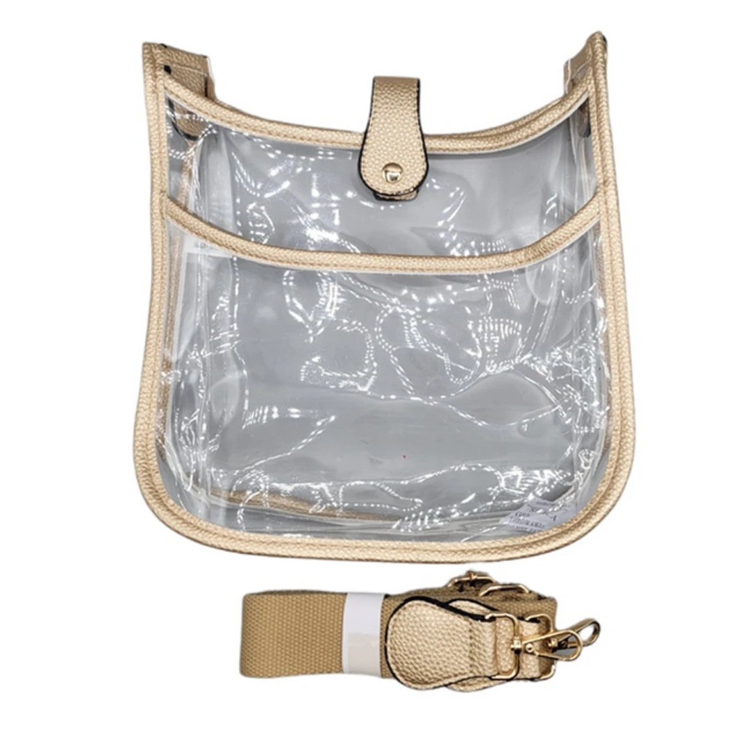 - No Manufacturer - Transparent Crossbody Bag With Gold Trim (Each) Bags 3 - No Manufacturer - Transparent Crossbody Bag With Gold Trim (Each) Bags