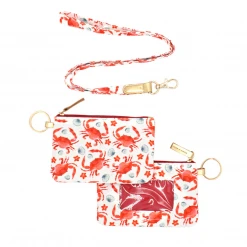 - No Manufacturer - Crab Patterned ID Wallet With Detachable Lanyard - 5.25" X 3.5" (Each) Bags