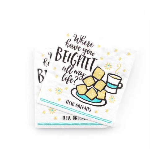 - No Manufacturer - Where Have You Beignet Cocktail Napkin (Each) Cups & Drinkware