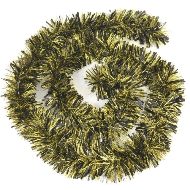 Plush Appeal, LLC Black And Gold Metallic Tinsel Garland 9' X 5" (Each) Party Supplies 3 Plush Appeal, LLC Black And Gold Metallic Tinsel Garland 9' X 5" (Each) Party Supplies