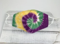 MGSPOT Purple, Green And Yellow Hurricane Tie Dye Face Mask (Each)