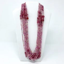 Mardi Gras Spot 27" Pink And Silver Glass Bead Necklace (Dozen)
