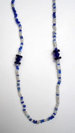 Mardi Gras Spot 27" Blue Glass Beads (Dozen)
