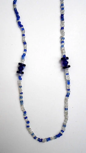 Mardi Gras Spot 27" Blue Glass Beads (Dozen) 3 Mardi Gras Spot 27" Blue Glass Beads (Dozen)