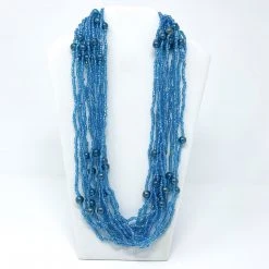 Mardi Gras Spot 27" Light Blue Glass Bead Necklace (Dozen) Beads