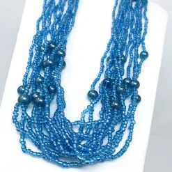 Mardi Gras Spot 27" Light Blue Glass Bead Necklace (Dozen) Beads