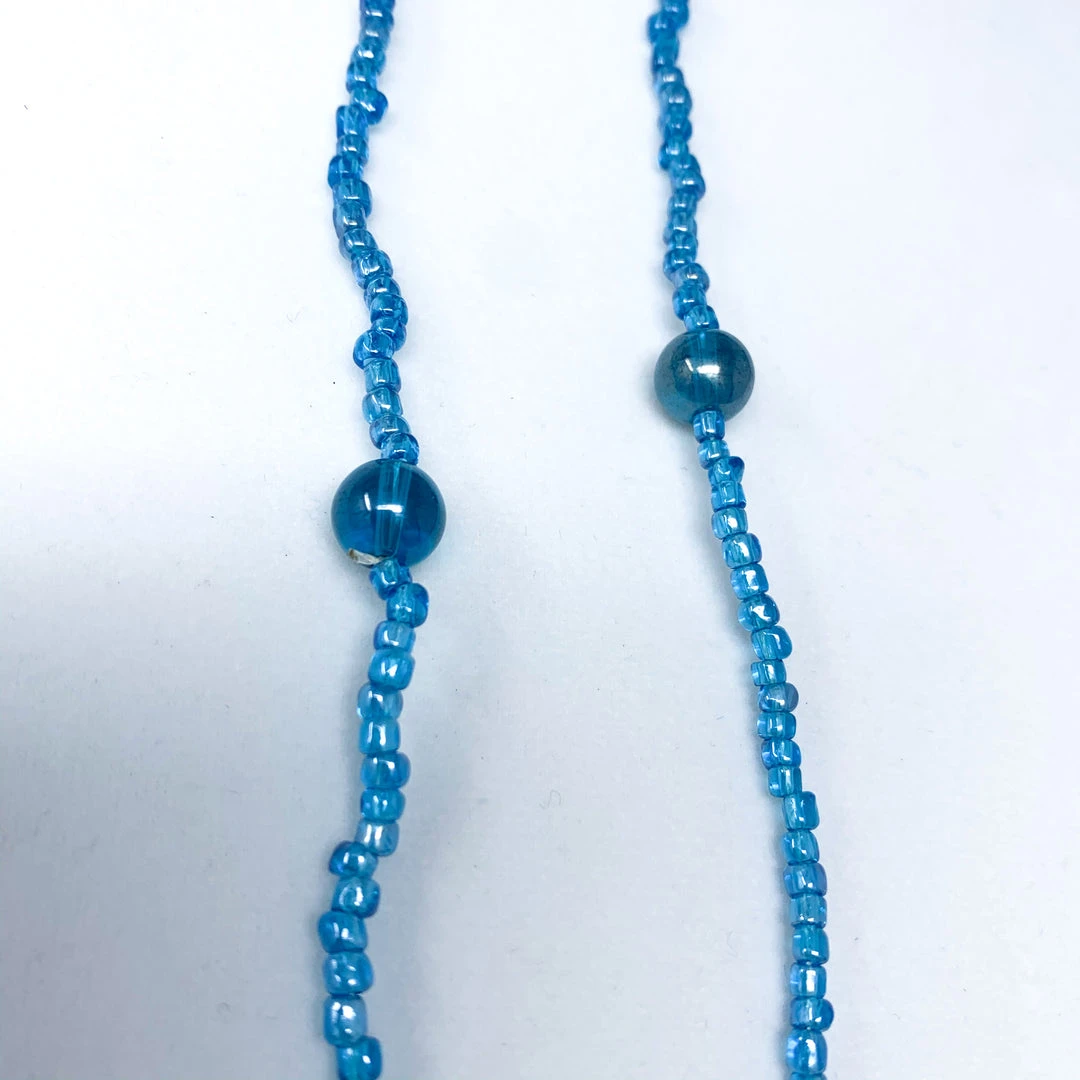 Mardi Gras Spot 27" Light Blue Glass Bead Necklace (Dozen) Beads 5 Mardi Gras Spot 27" Light Blue Glass Bead Necklace (Dozen) Beads