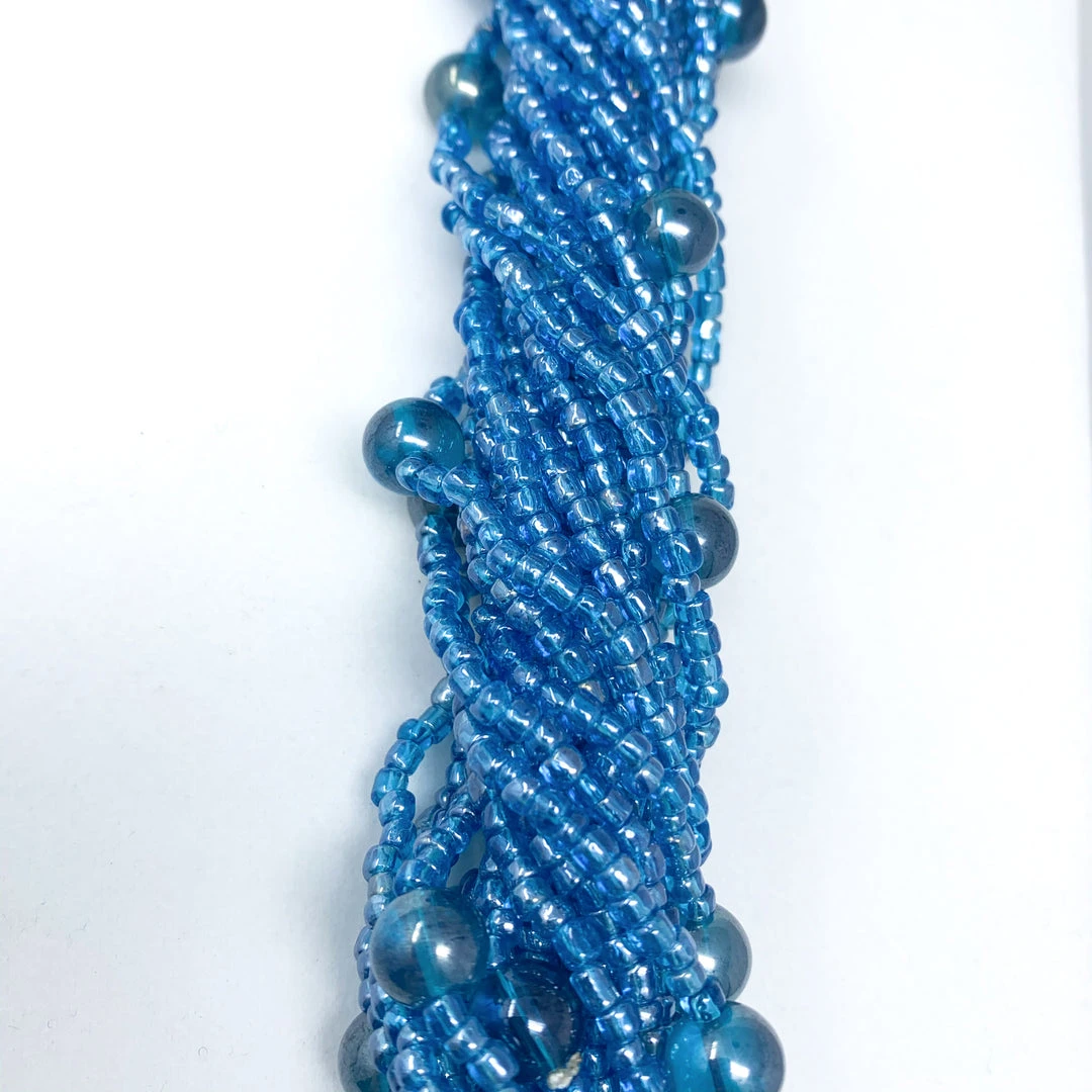 Mardi Gras Spot 27" Light Blue Glass Bead Necklace (Dozen) Beads 6 Mardi Gras Spot 27" Light Blue Glass Bead Necklace (Dozen) Beads