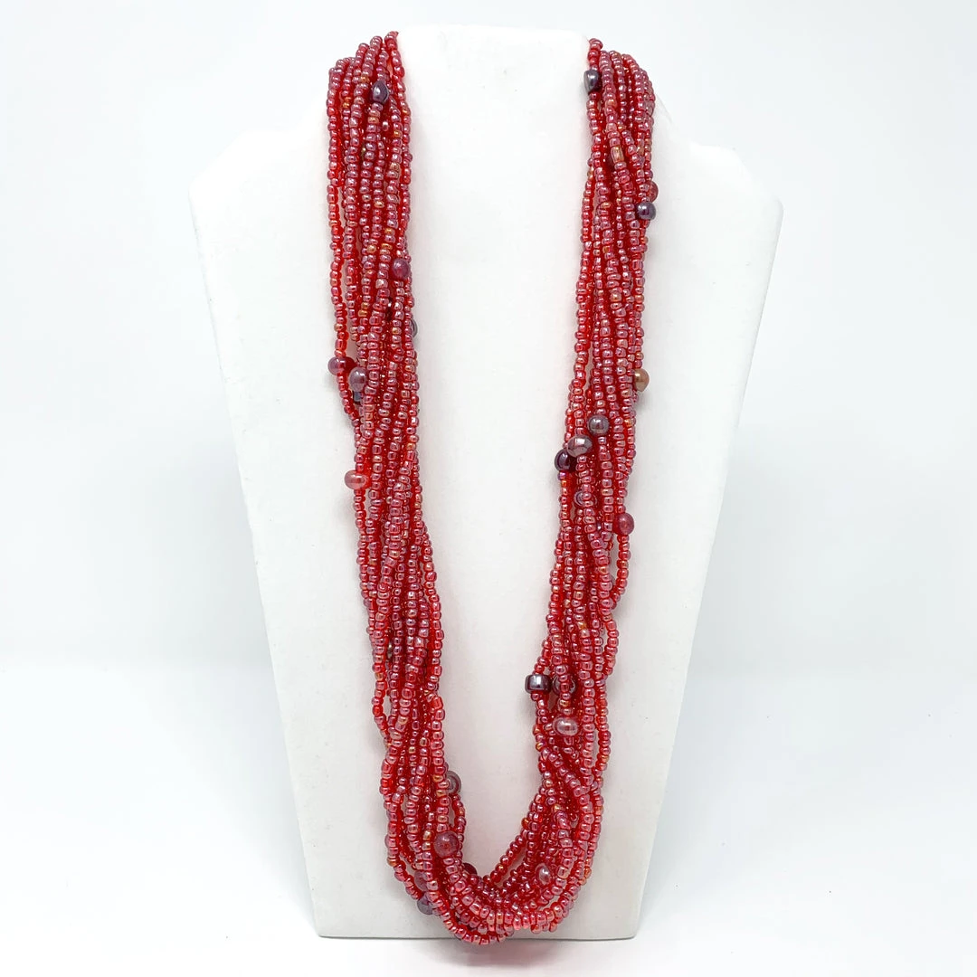 Mardi Gras Spot 27" Cherry Red Glass Bead Necklace (Dozen) Beads 3 Mardi Gras Spot 27" Cherry Red Glass Bead Necklace (Dozen) Beads