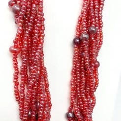 Mardi Gras Spot 27" Cherry Red Glass Bead Necklace (Dozen) Beads
