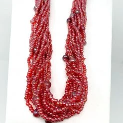 Mardi Gras Spot 27" Cherry Red Glass Bead Necklace (Dozen) Beads 9 Mardi Gras Spot 27