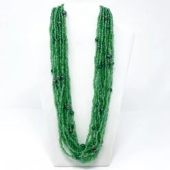 Mardi Gras Spot Beads 27" Green Glass Bead Necklace (Dozen)