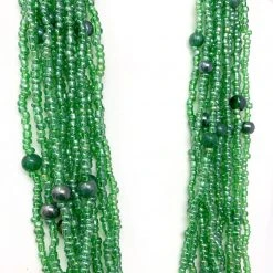 Mardi Gras Spot Beads 27" Green Glass Bead Necklace (Dozen)