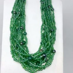 Mardi Gras Spot Beads 27" Green Glass Bead Necklace (Dozen) 9 Mardi Gras Spot Beads 27