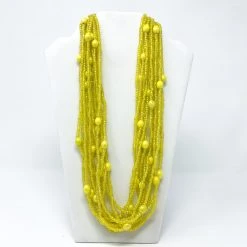 Mardi Gras Spot 27" Yellow Glass Bead Necklace (Dozen) Beads