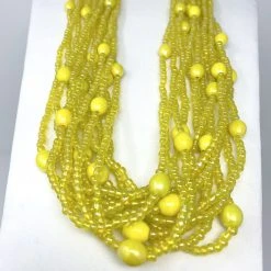 Mardi Gras Spot 27" Yellow Glass Bead Necklace (Dozen) Beads