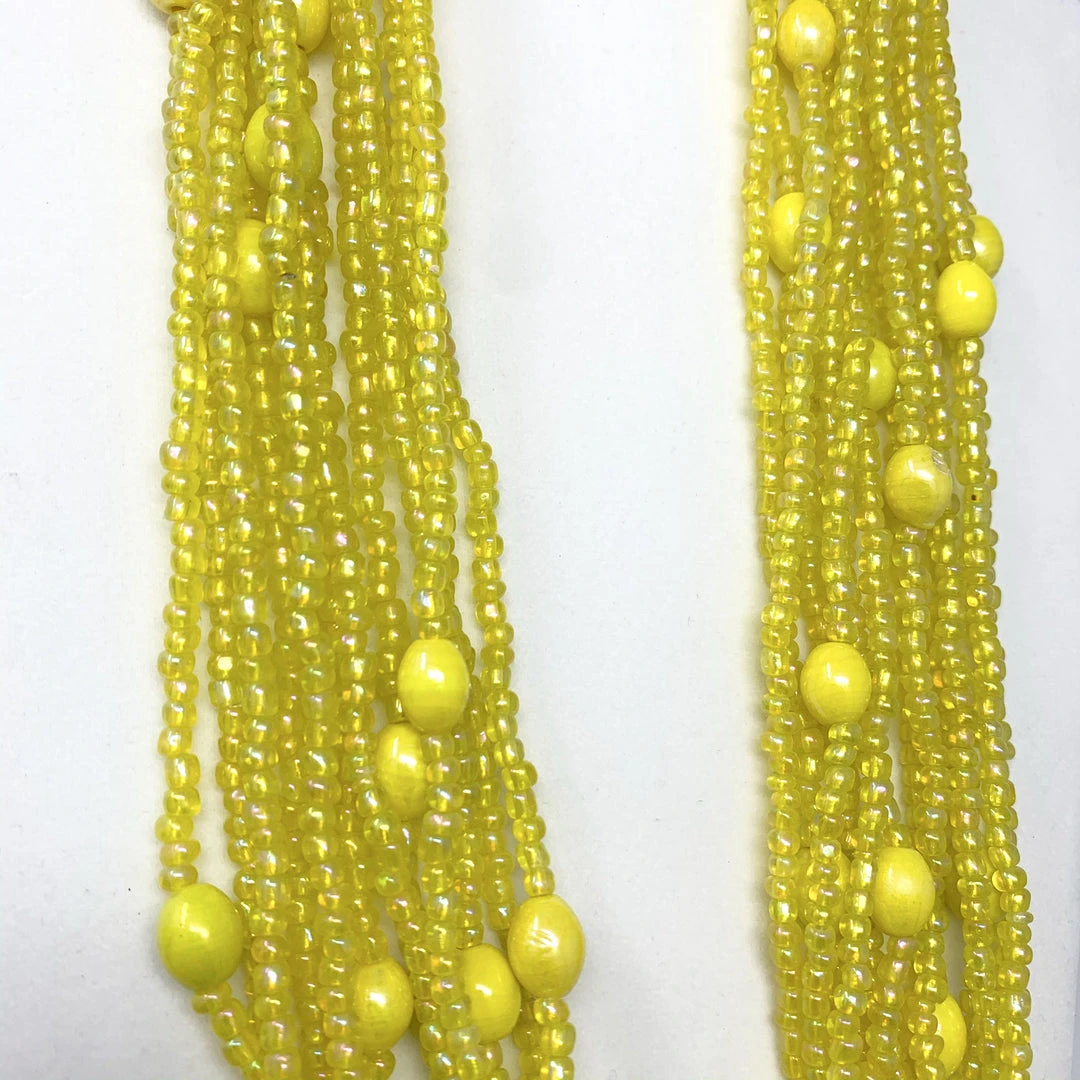 Mardi Gras Spot 27" Yellow Glass Bead Necklace (Dozen) Beads 5 Mardi Gras Spot 27" Yellow Glass Bead Necklace (Dozen) Beads