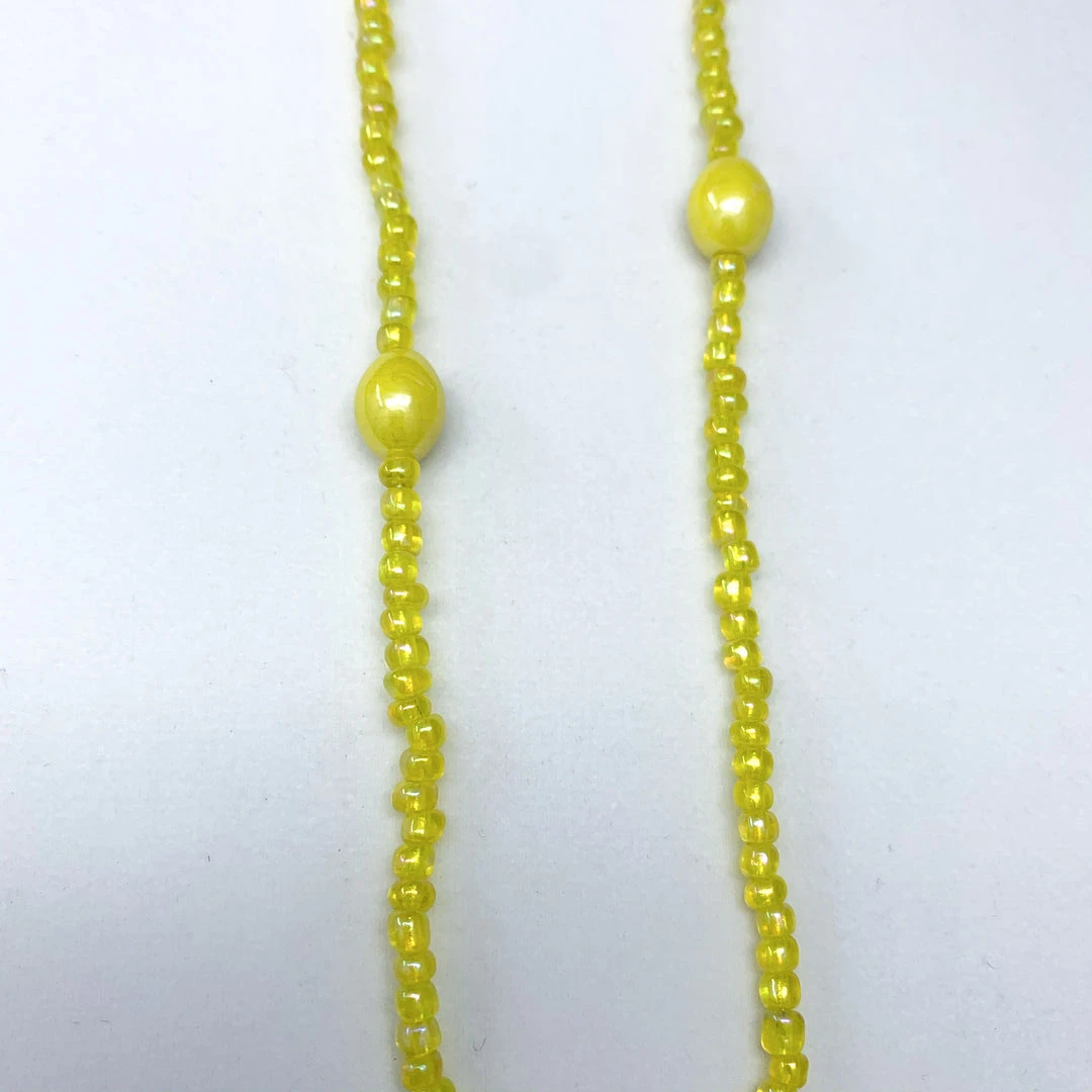 Mardi Gras Spot 27" Yellow Glass Bead Necklace (Dozen) Beads 6 Mardi Gras Spot 27" Yellow Glass Bead Necklace (Dozen) Beads
