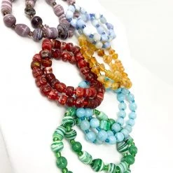 Mardi Gras Spot 7.5" Assorted Colors And Shape Glass Bead Bracelets (Dozen) Beads