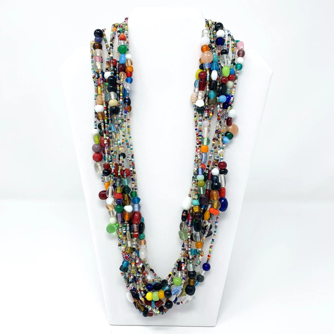 Mardi Gras Spot 27" Multicolor Glass Bead Necklace (Dozen) Mardi Gras Spot 27" Multicolor Glass Bead Necklace (Dozen)