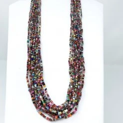Mardi Gras Spot 27" Necklace Multicolor Glass Bead Necklace (Gross - 144 Pieces)