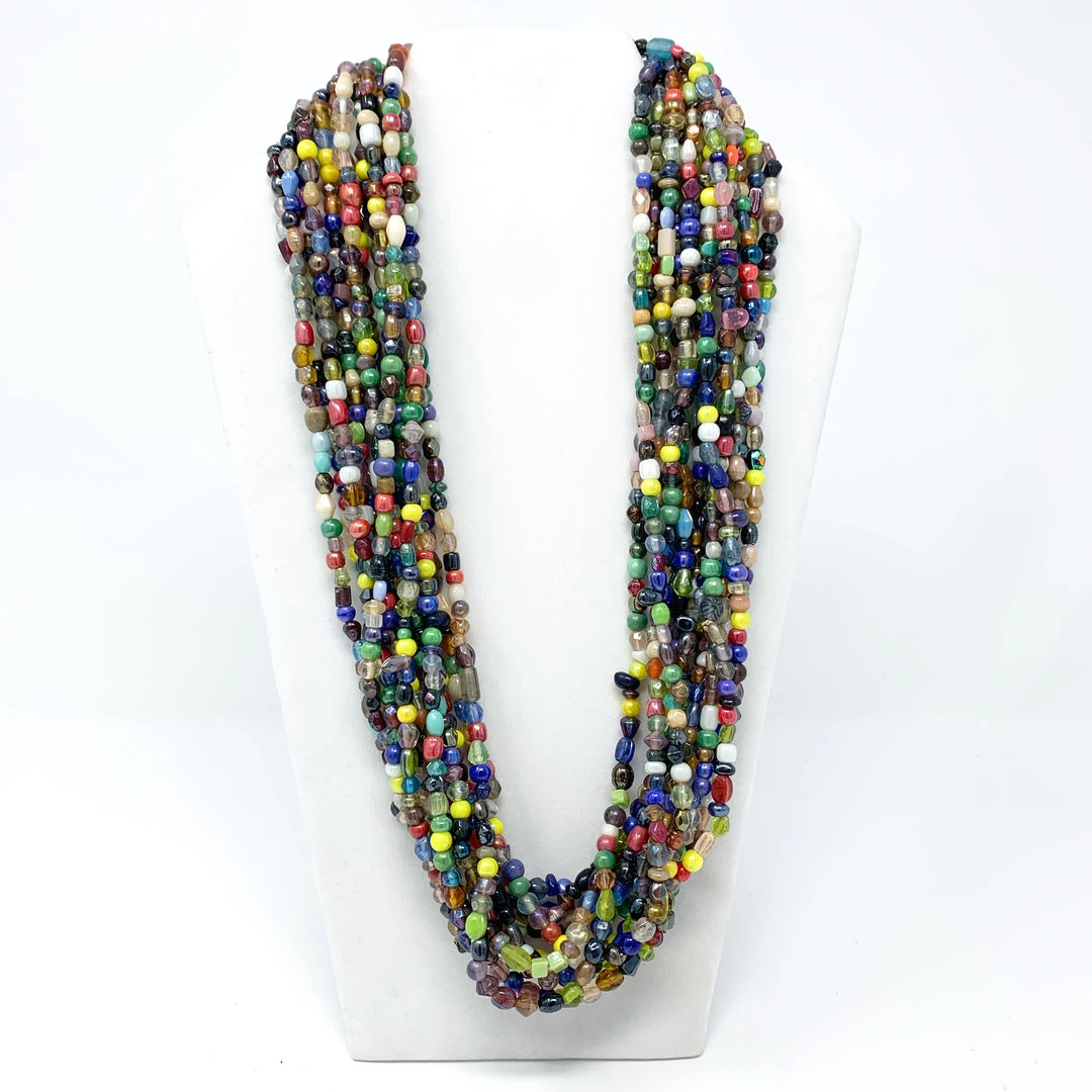 Mardi Gras Spot Beads 27" Assorted Glass Bead Necklace (Dozen) Mardi Gras Spot Beads 27" Assorted Glass Bead Necklace (Dozen)