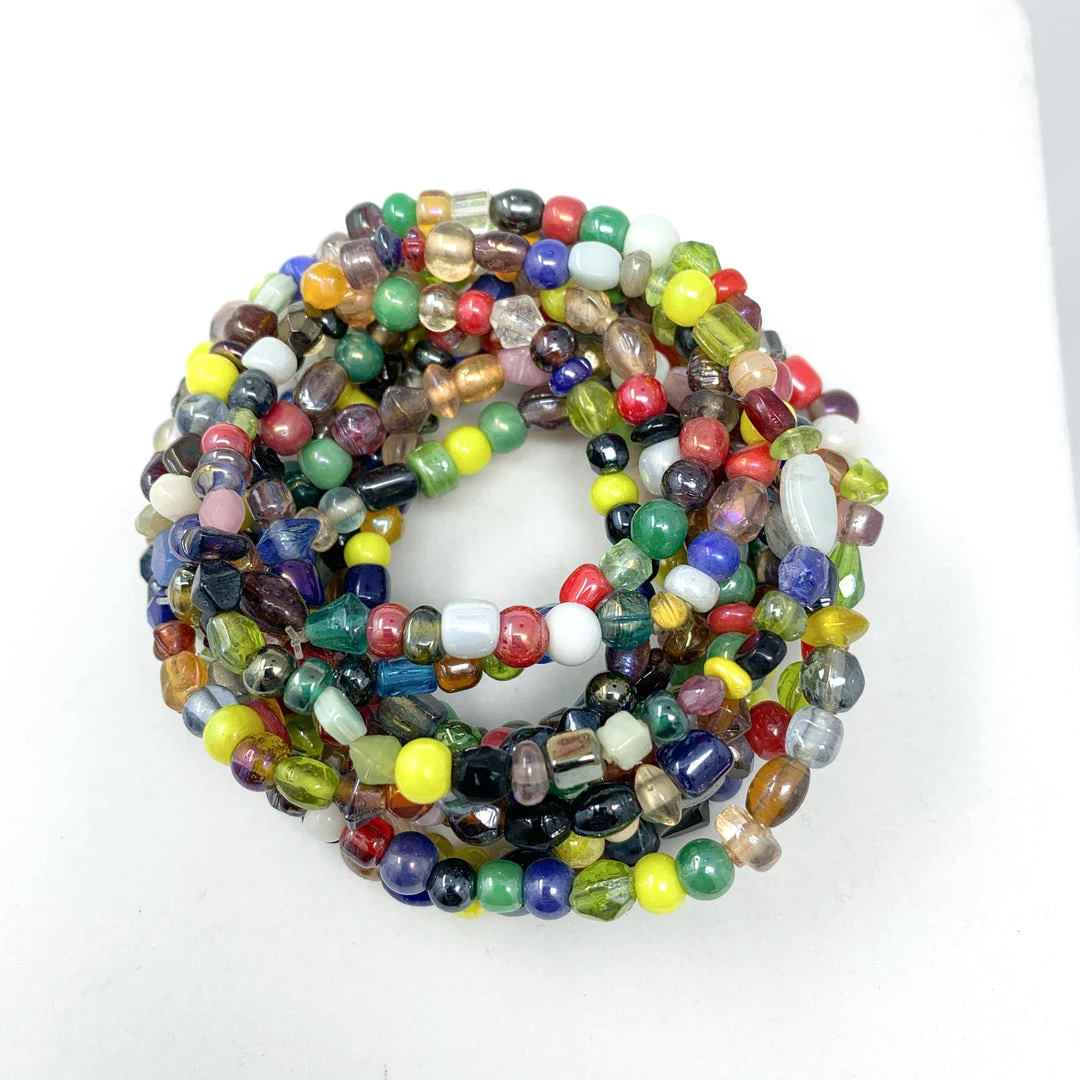 Mardi Gras Spot 7" Muliticolor Glass Bead Bracelet (Dozen) Beads 3 Mardi Gras Spot 7" Muliticolor Glass Bead Bracelet (Dozen) Beads