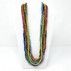 Mardi Gras Spot 27" 12 Assorted Color Glass Bead Necklace (Dozen) Beads