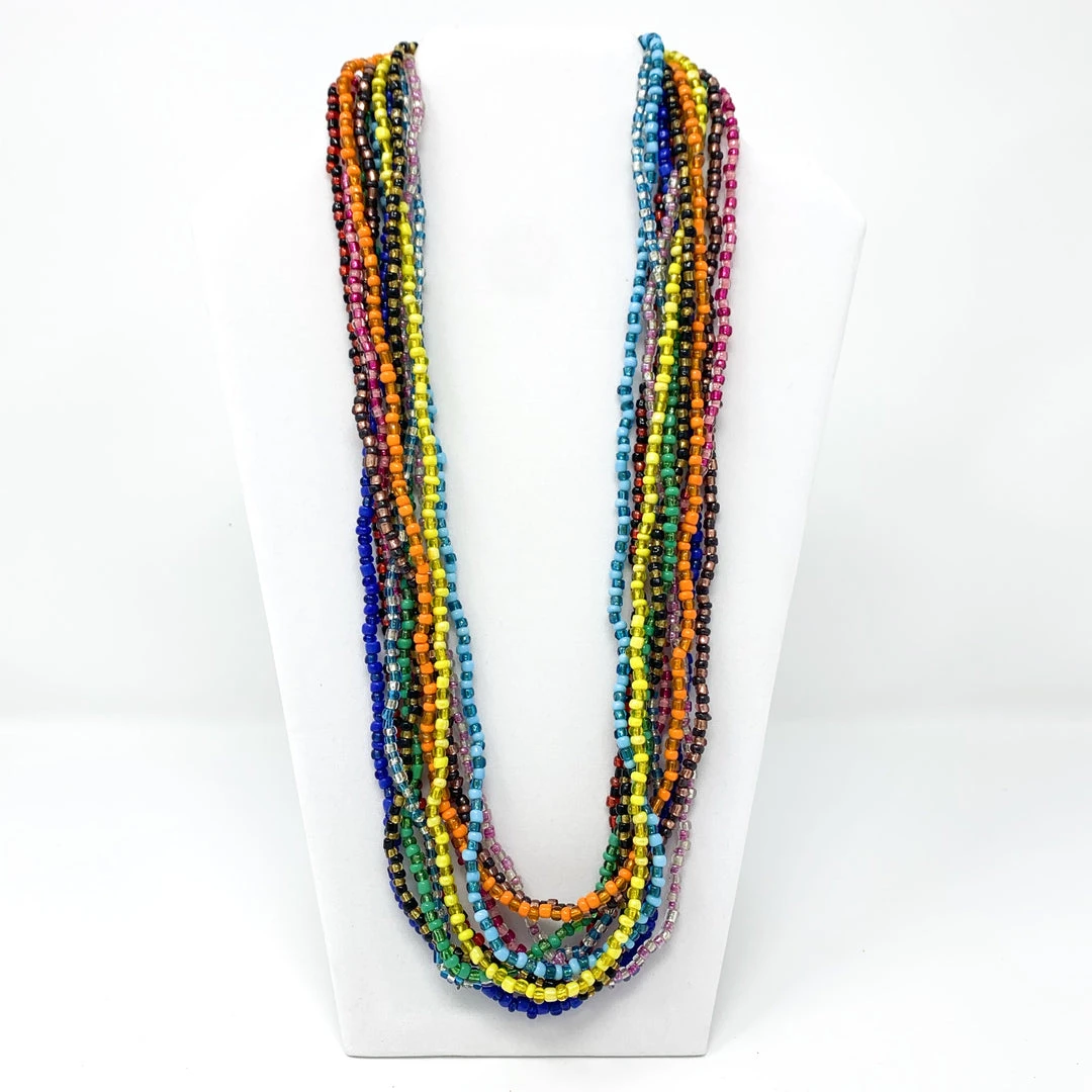 Mardi Gras Spot 27" 12 Assorted Color Glass Bead Necklace (Dozen) Beads Mardi Gras Spot 27" 12 Assorted Color Glass Bead Necklace (Dozen) Beads