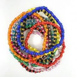 Mardi Gras Spot 7" Glass Bead Bracelets - 12 Assorted Colors (Dozen) Beads
