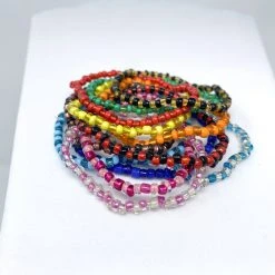 Mardi Gras Spot 7" Glass Bead Bracelets - 12 Assorted Colors (Dozen) Beads 8 Mardi Gras Spot 7