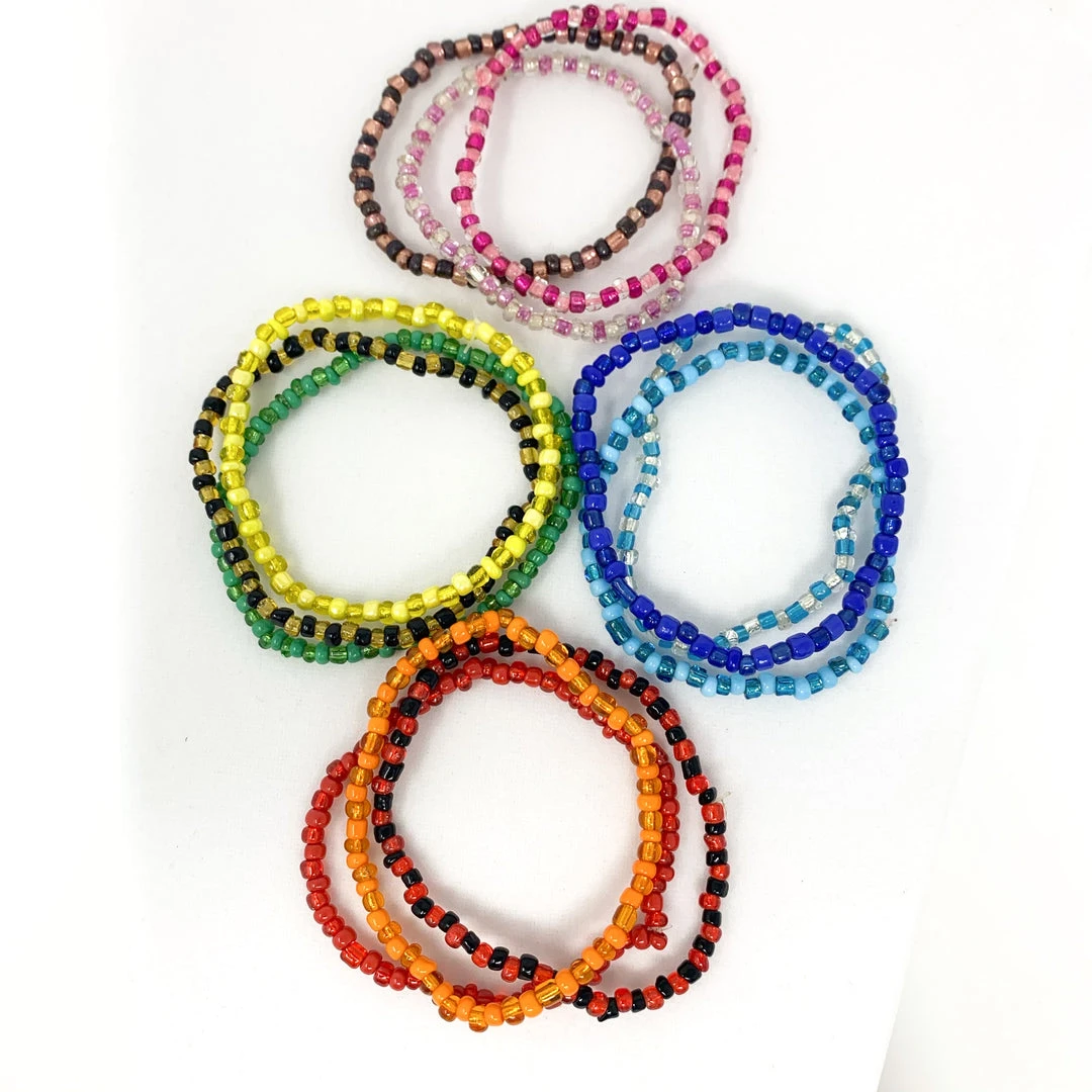 Mardi Gras Spot 7" Glass Bead Bracelets - 12 Assorted Colors (Dozen) Beads 6 Mardi Gras Spot 7" Glass Bead Bracelets - 12 Assorted Colors (Dozen) Beads