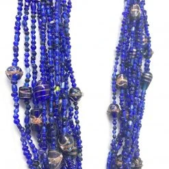Mardi Gras Spot Beads 27" Blue Glass Bead Necklace (Dozen) 9 Mardi Gras Spot Beads 27
