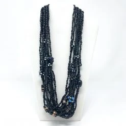 Mardi Gras Spot 27" Black Tribal Glass Bead Necklace (Dozen)