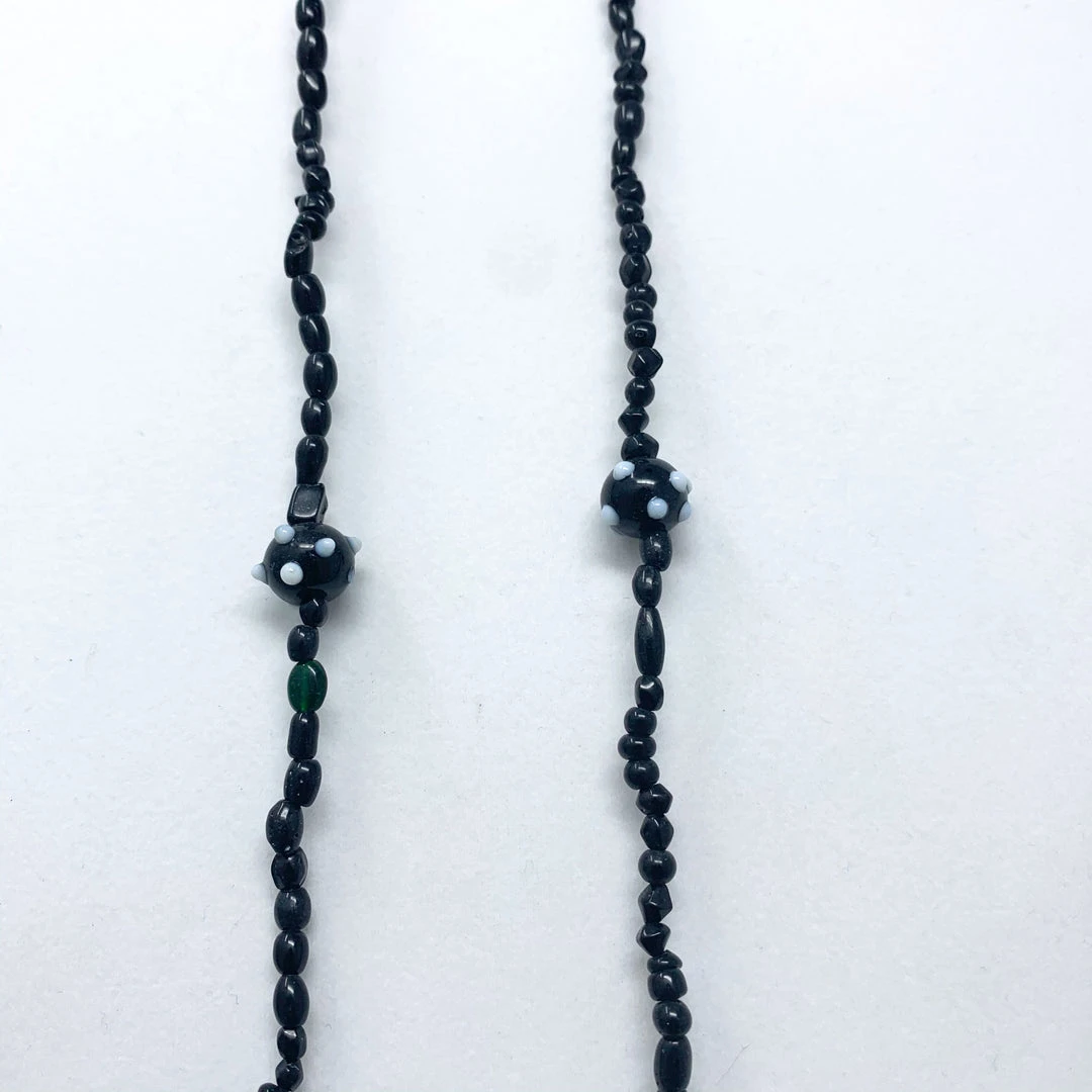Mardi Gras Spot 27" Black Tribal Glass Bead Necklace (Dozen) 6 Mardi Gras Spot 27" Black Tribal Glass Bead Necklace (Dozen)