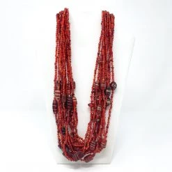 Mardi Gras Spot Beads 27" Red Glass Bead Necklace (Dozen)