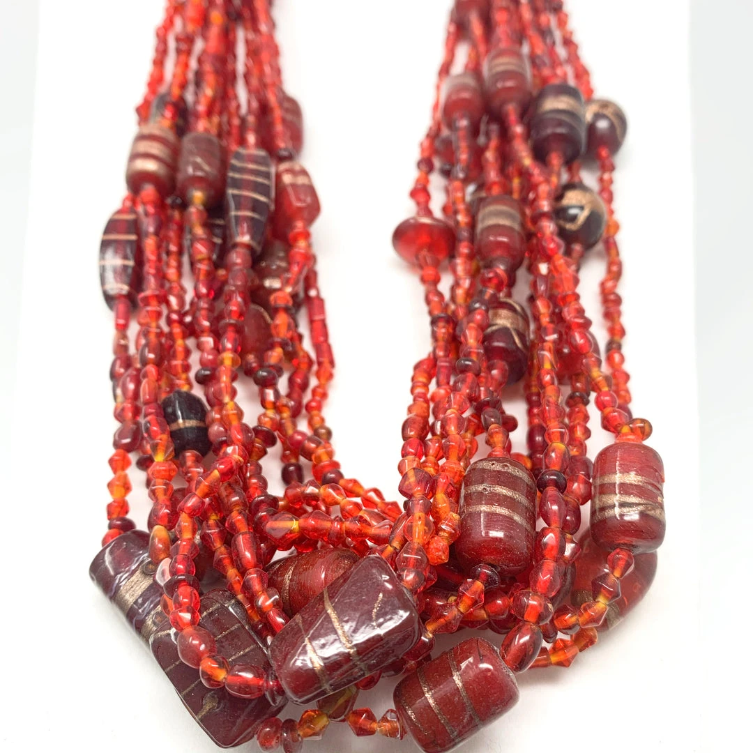 Mardi Gras Spot Beads 27" Red Glass Bead Necklace (Dozen) Mardi Gras Spot Beads 27" Red Glass Bead Necklace (Dozen)