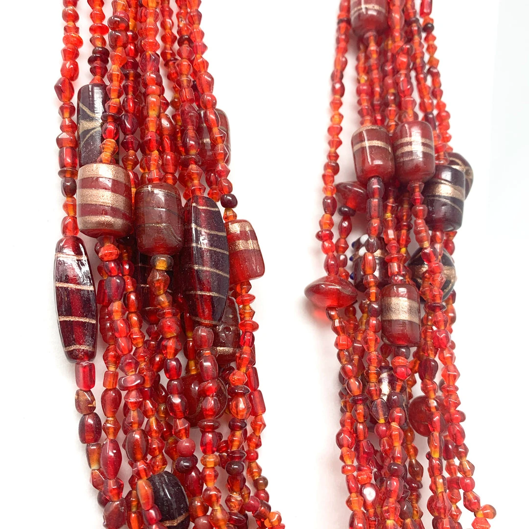 Mardi Gras Spot Beads 27" Red Glass Bead Necklace (Dozen) Mardi Gras Spot Beads 27" Red Glass Bead Necklace (Dozen)