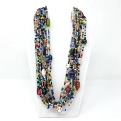 Mardi Gras Spot Beads 27" Multicolor Round Glass Bead Necklace (Dozen)