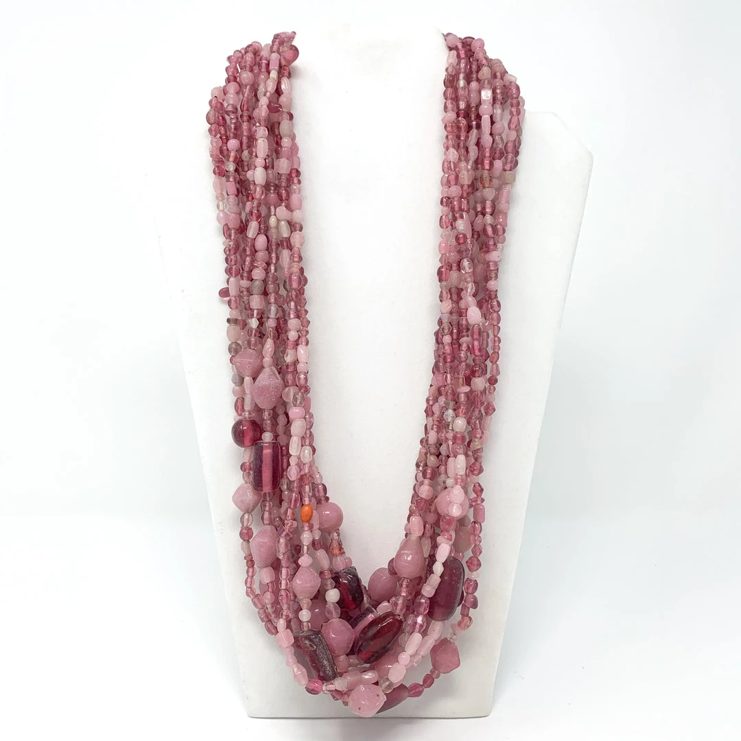 Mardi Gras Spot Beads 27" Pastel Pink Glass Bead Necklace (Dozen) Mardi Gras Spot Beads 27" Pastel Pink Glass Bead Necklace (Dozen)