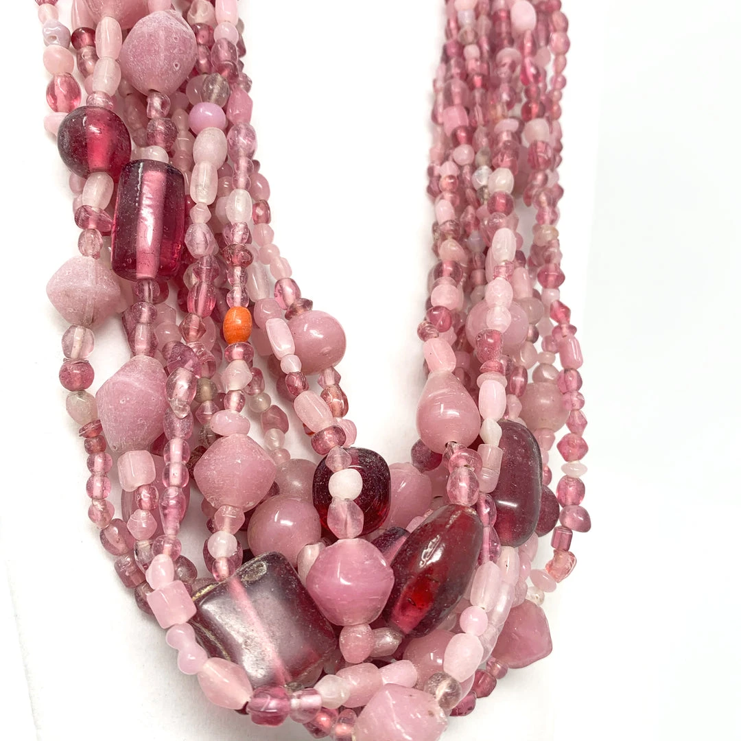 Mardi Gras Spot Beads 27" Pastel Pink Glass Bead Necklace (Dozen) Mardi Gras Spot Beads 27" Pastel Pink Glass Bead Necklace (Dozen)