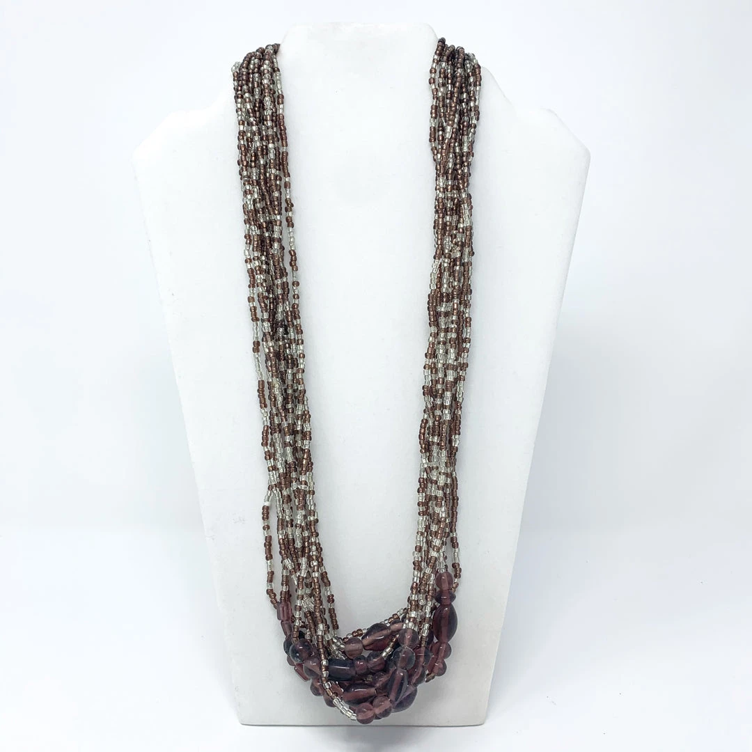 Mardi Gras Spot 27" Purple And Silver Glass Bead Necklace (Dozen) 3 Mardi Gras Spot 27" Purple And Silver Glass Bead Necklace (Dozen)