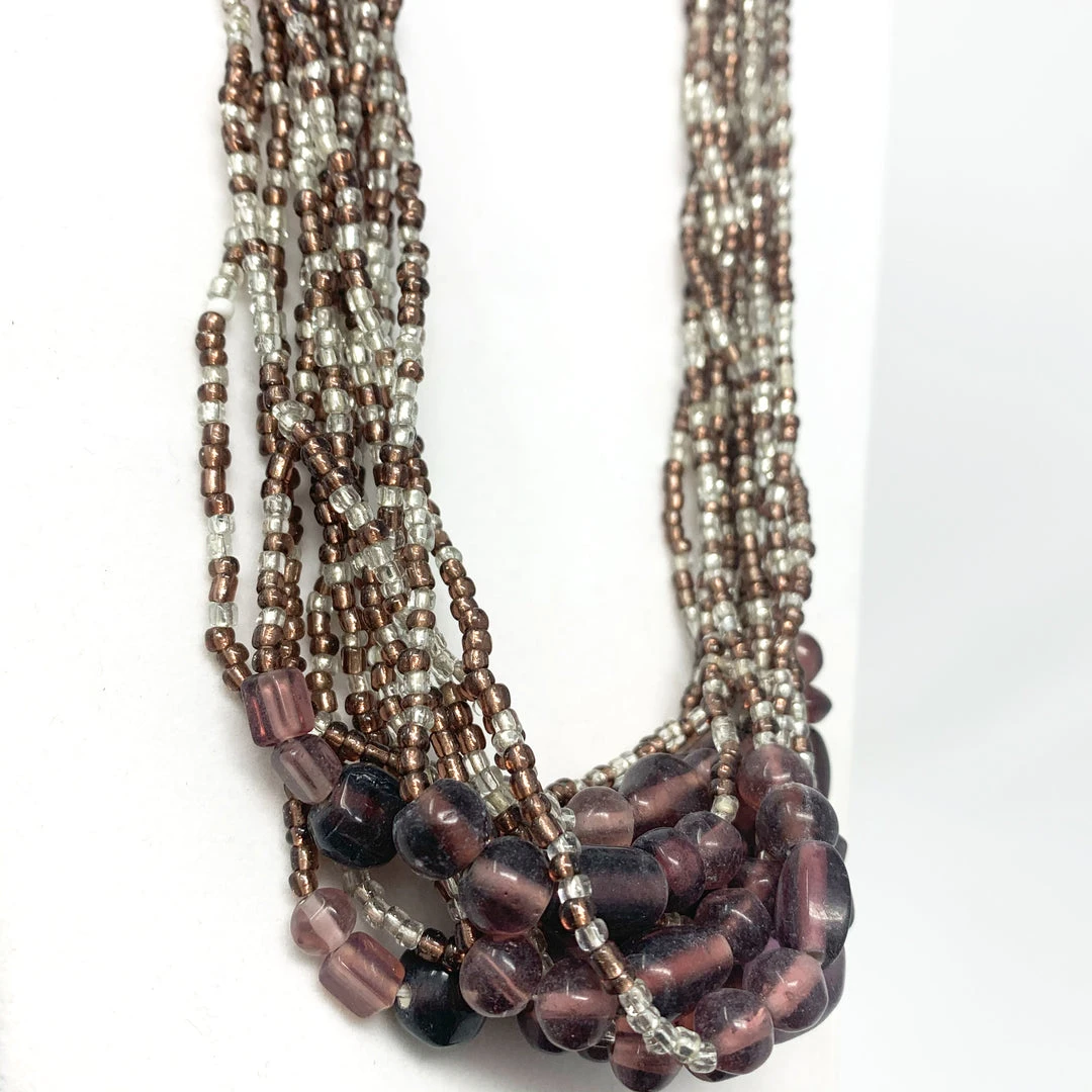 Mardi Gras Spot 27" Purple And Silver Glass Bead Necklace (Dozen) 5 Mardi Gras Spot 27" Purple And Silver Glass Bead Necklace (Dozen)