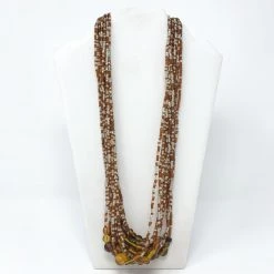 Mardi Gras Spot 27" Brown And Clear Glass Bead Necklace (Dozen) Beads