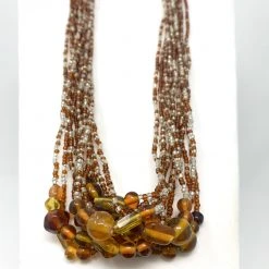 Mardi Gras Spot 27" Brown And Clear Glass Bead Necklace (Dozen) Beads